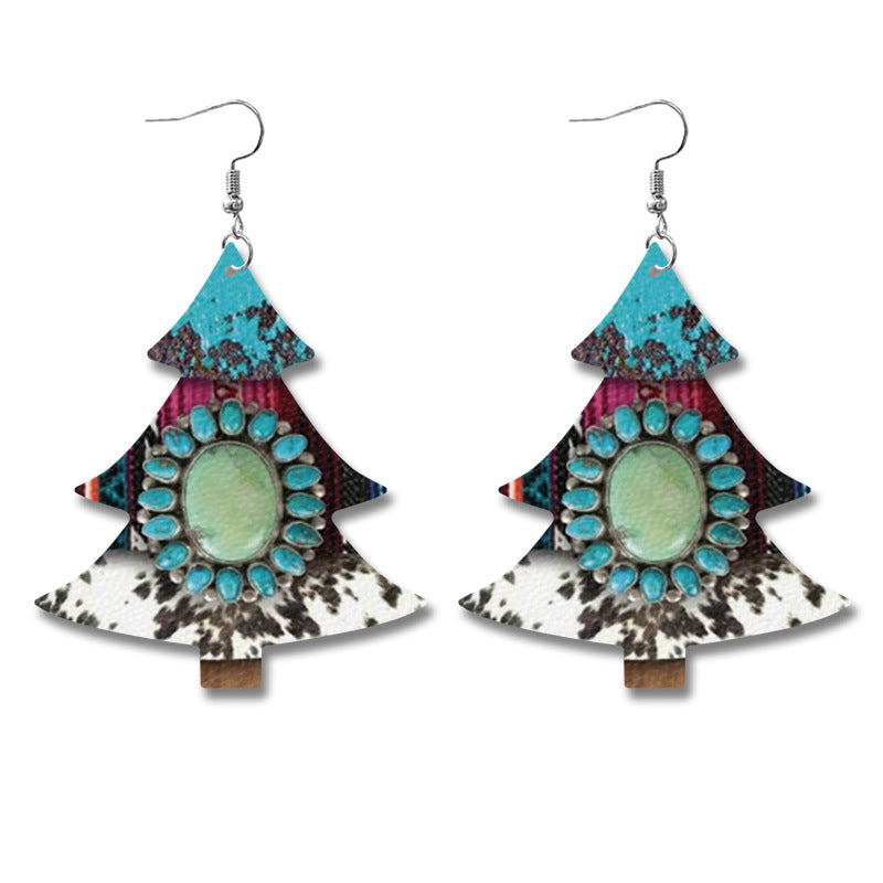 Wholesale Western Style Christmas Tree Earrings